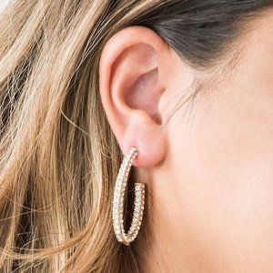 Gold Rhinestone Paparazzi Hoop Earrings